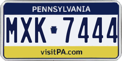 PA license plate MXK7444