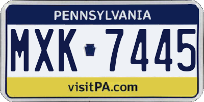 PA license plate MXK7445