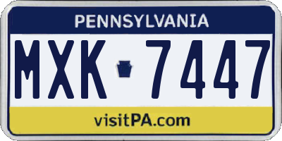 PA license plate MXK7447