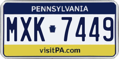PA license plate MXK7449