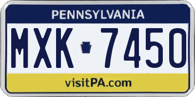 PA license plate MXK7450