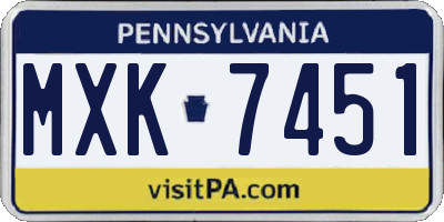 PA license plate MXK7451
