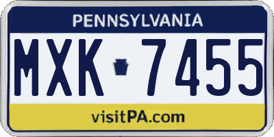 PA license plate MXK7455