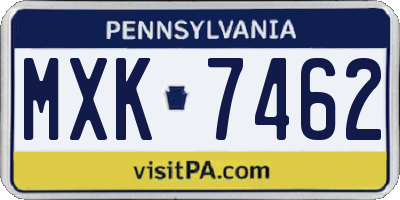 PA license plate MXK7462