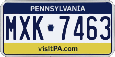 PA license plate MXK7463