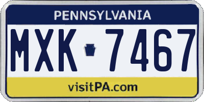 PA license plate MXK7467