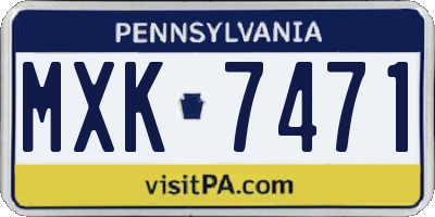 PA license plate MXK7471