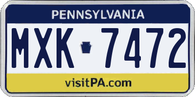 PA license plate MXK7472