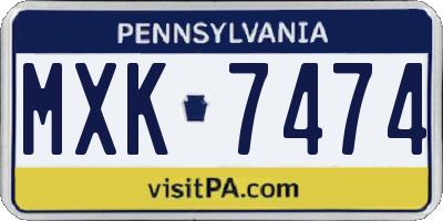 PA license plate MXK7474