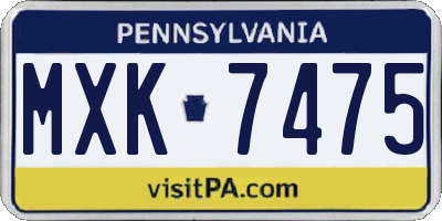 PA license plate MXK7475
