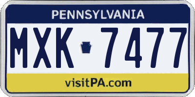PA license plate MXK7477