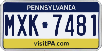 PA license plate MXK7481
