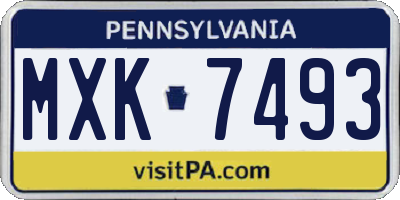 PA license plate MXK7493