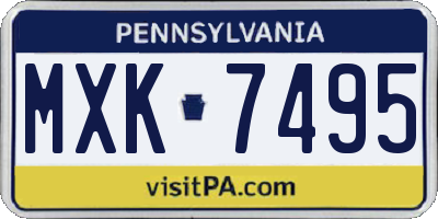 PA license plate MXK7495