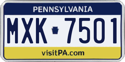 PA license plate MXK7501