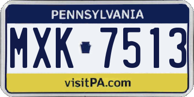 PA license plate MXK7513