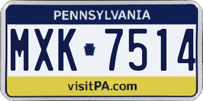 PA license plate MXK7514
