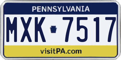 PA license plate MXK7517