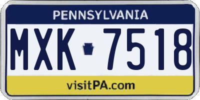 PA license plate MXK7518