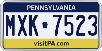 PA license plate MXK7523