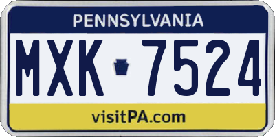 PA license plate MXK7524
