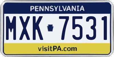 PA license plate MXK7531