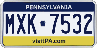 PA license plate MXK7532