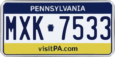 PA license plate MXK7533