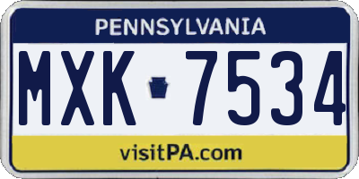 PA license plate MXK7534