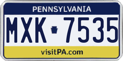 PA license plate MXK7535