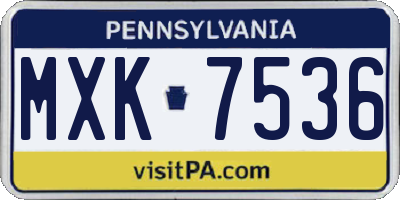 PA license plate MXK7536