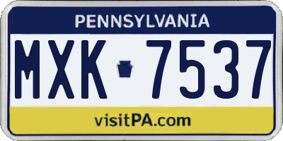 PA license plate MXK7537