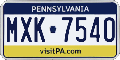 PA license plate MXK7540
