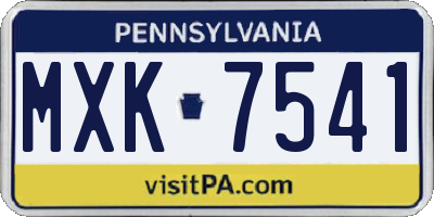 PA license plate MXK7541