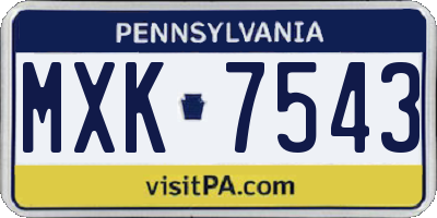 PA license plate MXK7543