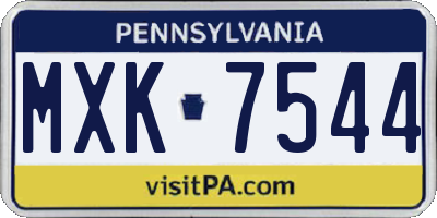 PA license plate MXK7544