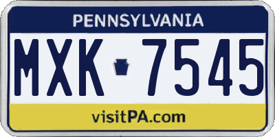 PA license plate MXK7545