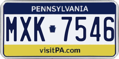 PA license plate MXK7546