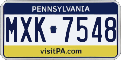 PA license plate MXK7548