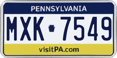 PA license plate MXK7549