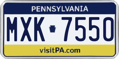 PA license plate MXK7550