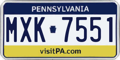 PA license plate MXK7551