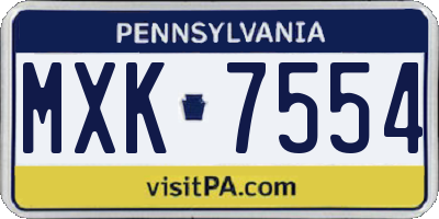 PA license plate MXK7554