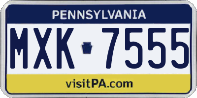 PA license plate MXK7555