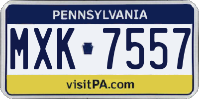 PA license plate MXK7557