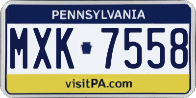 PA license plate MXK7558