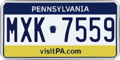 PA license plate MXK7559