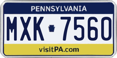 PA license plate MXK7560