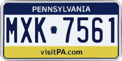 PA license plate MXK7561