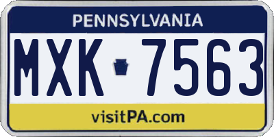 PA license plate MXK7563